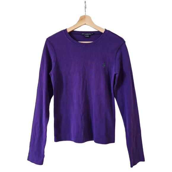 Ralph Lauren Sport 100% Cotton Tee Classic Knit Cozy Layers Gorpcore Purple L - Picture 1 of 9